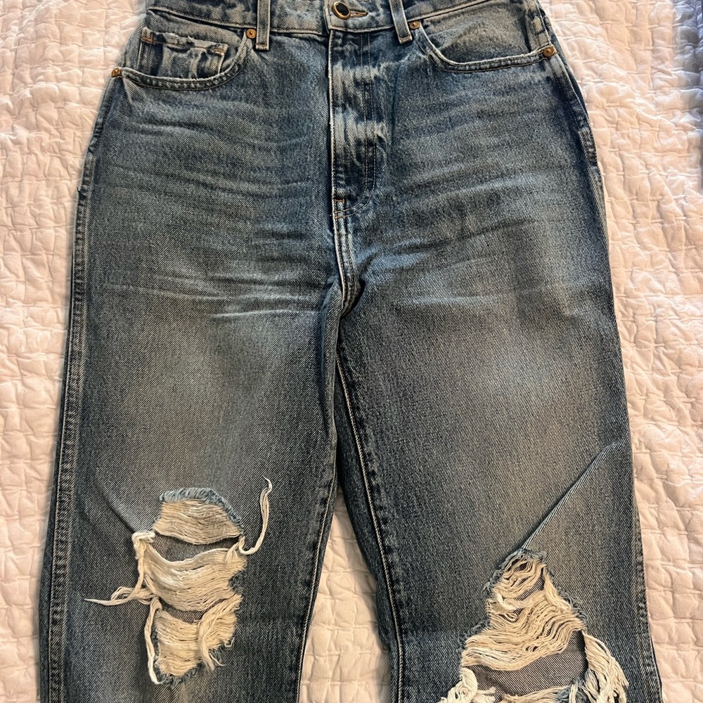 KHAITE Danielle Distressed Jeans Size 28